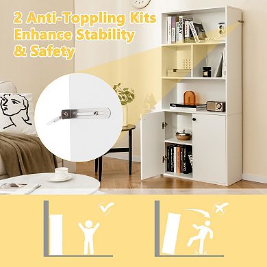 5-Tier Freestanding Bookcase with Open Cubes and Adjustable Shelf-White
