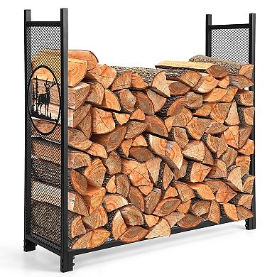 Firewood Rack with Mesh Sides Heavy Duty Log Holder