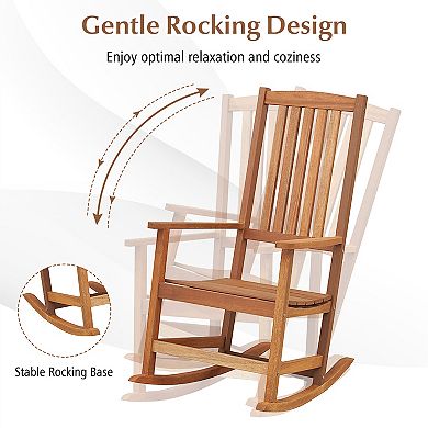 Patio Rocking Chair High Back Outdoor Furniture Hardwood Rocker