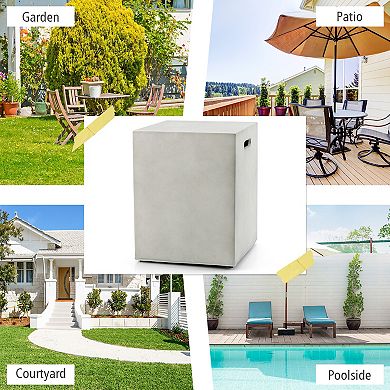 Propane Tank Cover Hideaway Table for Standard 20 Pounds Propane Tank-Gray