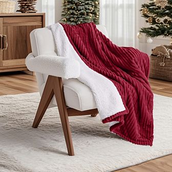 SERWALL 50"*60" Reversible Flannel & Sherpa Heated Throw with Temperature and Timing Functions