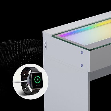 Vanitii 1 Drawer Makeup Vanities With Rgb Led Light Come With Bluetooth Speaker Mirror