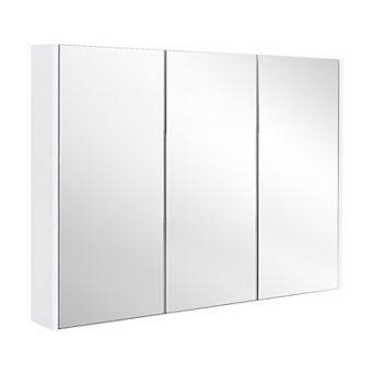 Frameless Bathroom Wall Mounted Mirror Cabinet with 3 Doors and Adjustable Shelves
