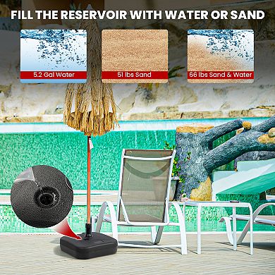 Fillable Patio Umbrella Base with Handle Fit 1.5 Inch Umbrella Poles-Black
