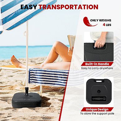 Fillable Patio Umbrella Base with Handle Fit 1.5 Inch Umbrella Poles-Black