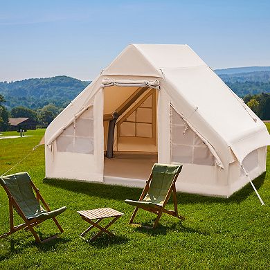 Inflatable Camping Tent for 4 to 6 Person Family Glamping with Pump
