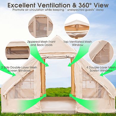 Inflatable Camping Tent for 4 to 6 Person Family Glamping with Pump