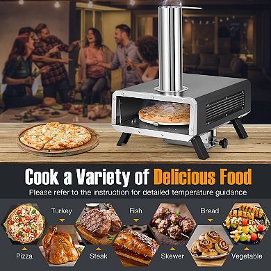 Portable Outdoor Pizza Oven with 12 Inch Rotating Pizza Stone