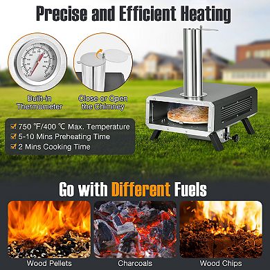 Portable Outdoor Pizza Oven with 12 Inch Rotating Pizza Stone