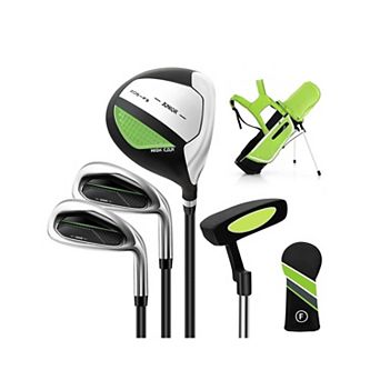 Junior Complete Golf Club Set Right Hand with Rain Hood for Kids-Green