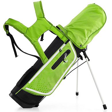 Junior Complete Golf Club Set Right Hand with Rain Hood for Kids-Green