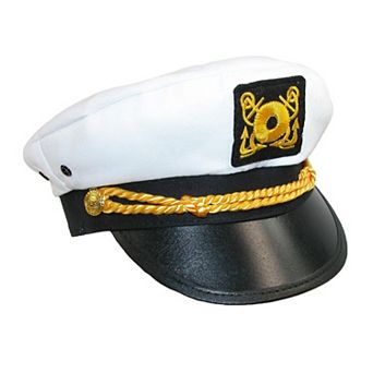 Ctm Kids' Cotton White Nautical Boating Captains Cap