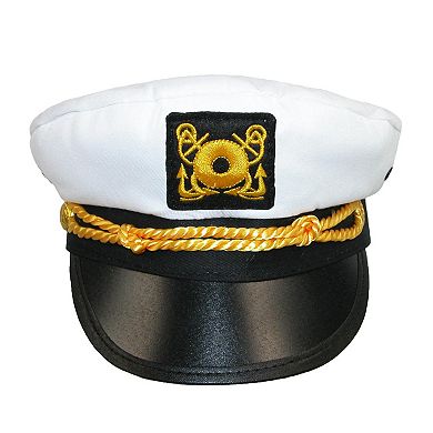 Ctm Kids' Cotton White Nautical Boating Captains Cap