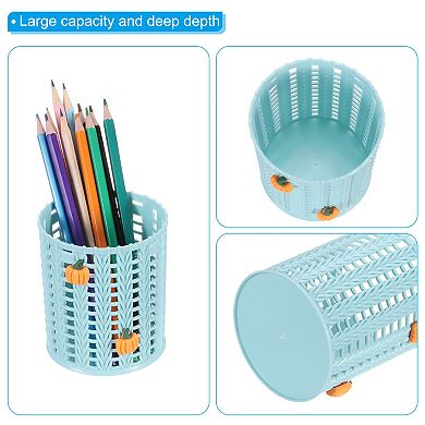 Pencil Holder, Plastic Pen Holder for Desk Cute Pencil Holders Pumpkin Cup Organizer Mesh