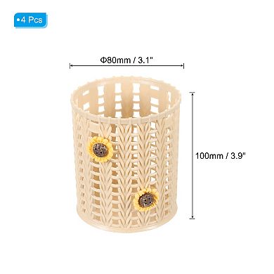 Pencil Holder, Plastic Pen Holder Cute Pencil Holders Sunflower Mesh