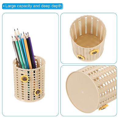 Pencil Holder, Plastic Pen Holder Cute Pencil Holders Sunflower Mesh