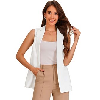 Suit Vest for Women's Fashion Button Up Belt V Neck Sleeveless Waistcoat