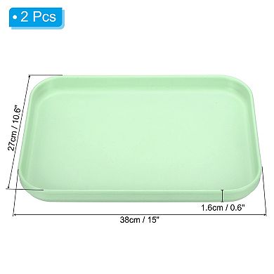 Plastic Fast Food Serving Tray, 2 Pcs 15"x10.6" Reusable Rectangular Cafeteria Serving Platter
