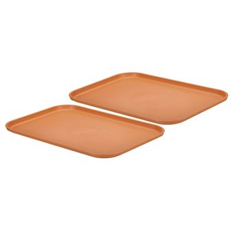 Plastic Fast Food Serving Tray, 2 pc 15"x10.6" Reusable Rectangular Cafeteria Serving Platter