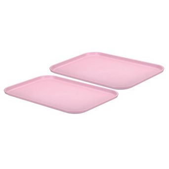 Plastic Fast Food Serving Tray, 2 pc 15"x10.6" Reusable Rectangular Cafeteria Serving Platter