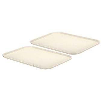 Plastic Fast Food Serving Tray, 2 pc 15"x10.6" Reusable Rectangular Cafeteria Serving Platter
