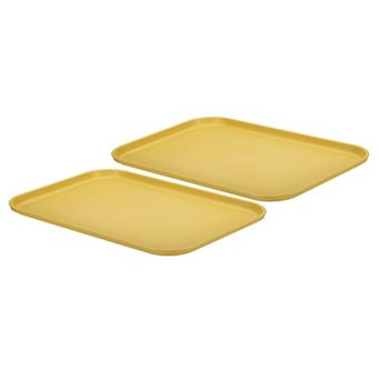 Plastic Fast Food Serving Tray, 2 pc 15"x10.6" Reusable Rectangular Cafeteria Serving Platter