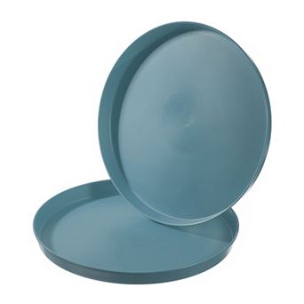 11" Restaurant Serving Trays, 2 pc Round Non-Slip Food Service Tray Platter Plastic Serving Tray