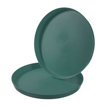 11" Restaurant Serving Trays, 2 pc Round Non-Slip Food Service Tray Platter Plastic Serving Tray