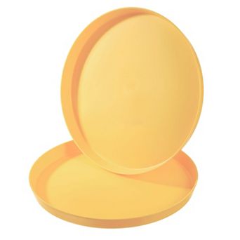 11" Restaurant Serving Trays, 2 pc Round Non-Slip Food Service Tray Platter Plastic Serving Tray