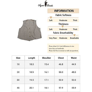 Plus Size Linen Vest for Women Sleeveless Button Down V Neck Crop Top Summer Waistcoat Vests