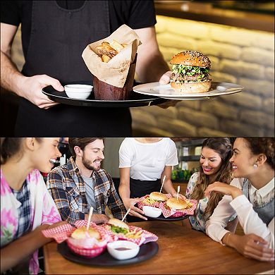 14" Restaurant Serving Trays, 2 Pcs Round Non-Slip Food Service Tray Platter Reusable Plastic Tray