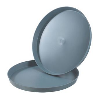 14" Restaurant Serving Trays, 2 pc Round Non-Slip Food Service Tray Platter Reusable Plastic Tray