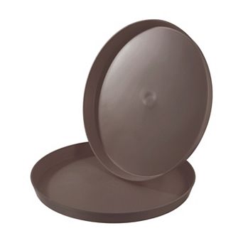 14" Restaurant Serving Trays, 2 pc Round Non-Slip Food Service Tray Platter Reusable Plastic Tray