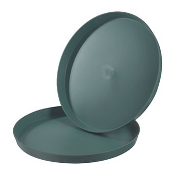 14" Restaurant Serving Trays, 2 pc Round Non-Slip Food Service Tray Platter Reusable Plastic Tray