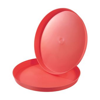 14" Restaurant Serving Trays, 2 pc Round Non-Slip Food Service Tray Platter Reusable Plastic Tray