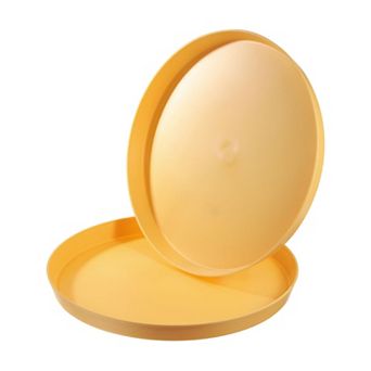 14" Restaurant Serving Trays, 2 pc Round Non-Slip Food Service Tray Platter Reusable Plastic Tray