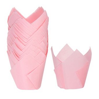 50 pc Tulip Cupcake Liners Standard Paper Baking Cups Greaseproof Wrappers Disposable for Party