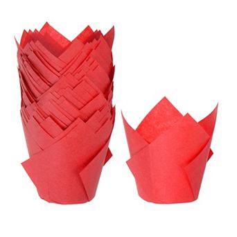 50 pc Tulip Cupcake Liners Standard Paper Baking Cups Greaseproof Wrappers Disposable for Party