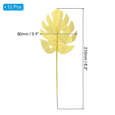 Palm Leaves, 12 Pack Artificial Palm Leaves Faux Palm Fronds Fake Palm Leaf Simulation Tree Leaves