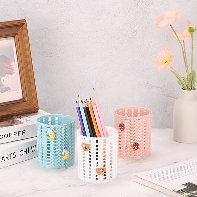 Pencil Holder, Plastic Pen Holder for Desk Cute Pencil Holders Mesh Holder