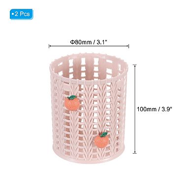 Pencil Holder, Plastic Pen Holder Cute Pencil Holders Orange Mesh