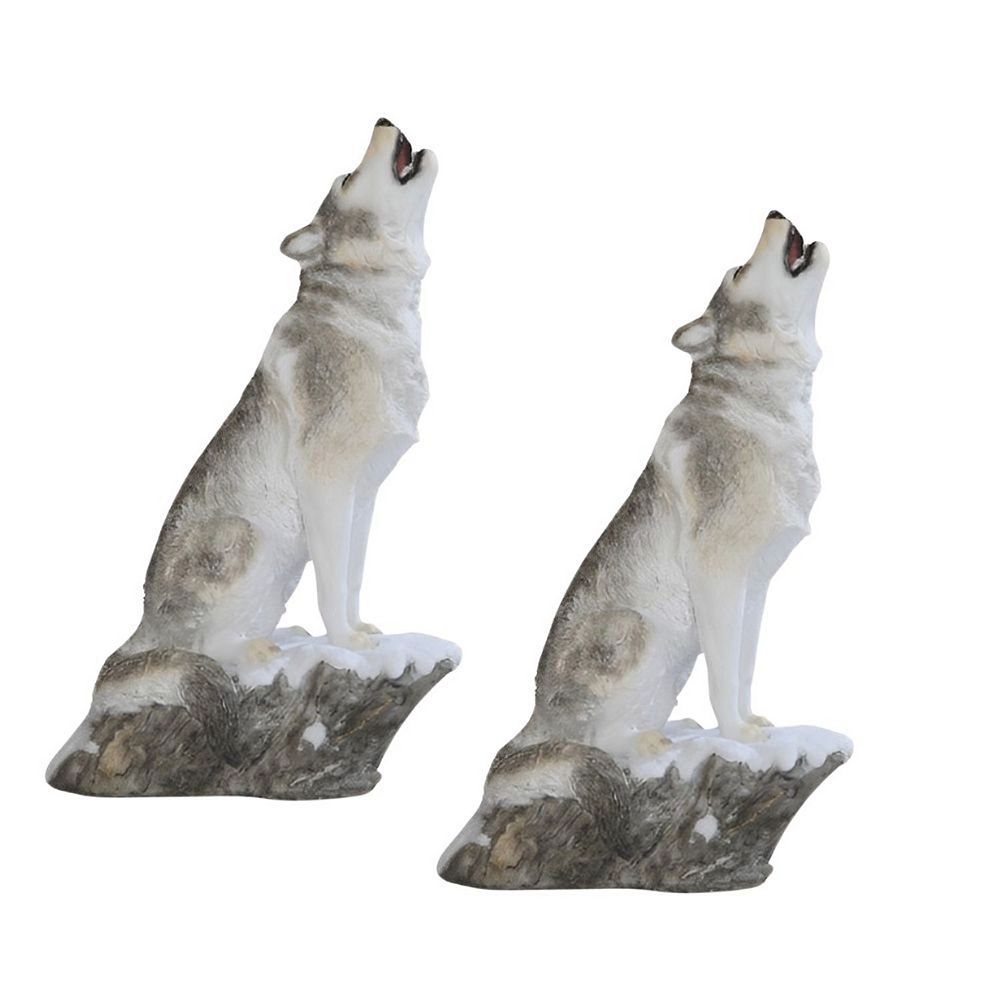 2-PC Gift Set FC Design 9H Howling Wolf Figurine Statue