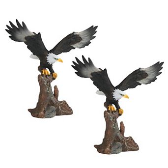 2 pc Gift Set FC Design 7W Eagle Landing on Rock Figurine Statue