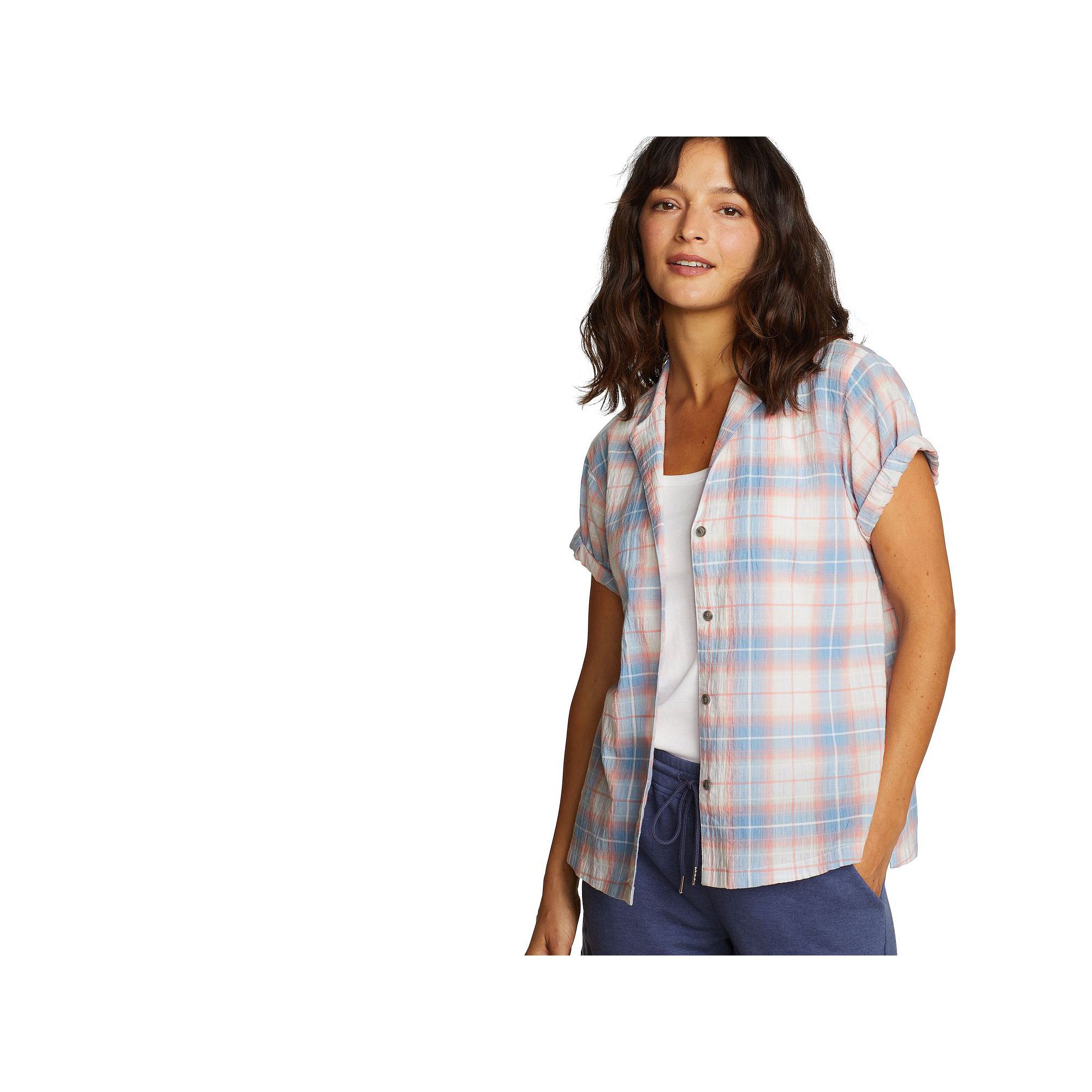 Petite Eddie Bauer Packable Camp Shirt, Womens, Size: XS Petite, Blue Fog