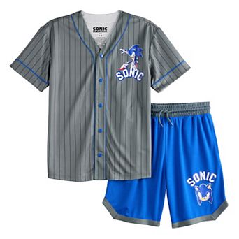 Boys 8-20 Sonic the Hedgehog Gotta Go Fast Striped Baseball Jersey & Shorts Set