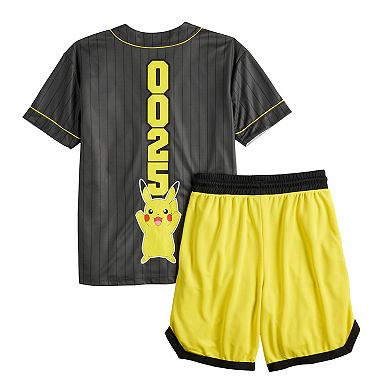Boys 8-20 Pokemon Pikachu 0025 Striped Baseball Jersey & Shorts Set