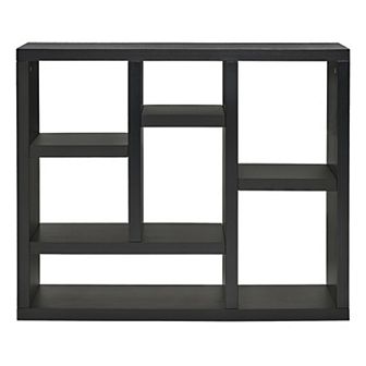 35.63 in.Tall Black Wood 7-Shelf Bookcase with Shelve
