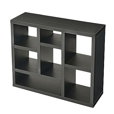 35.63 in.Tall Black Wood 7-Shelf Bookcase with Shelve
