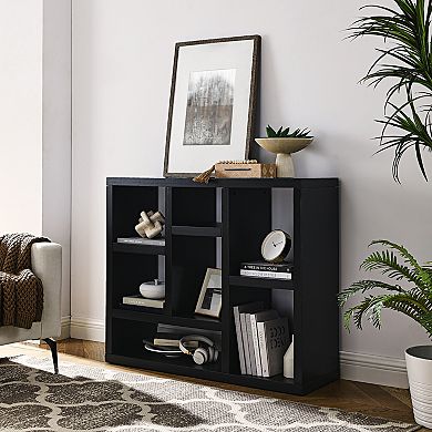 35.63 in.Tall Black Wood 7-Shelf Bookcase with Shelve