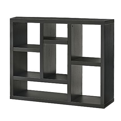 35.63 in.Tall Black Wood 7-Shelf Bookcase with Shelve